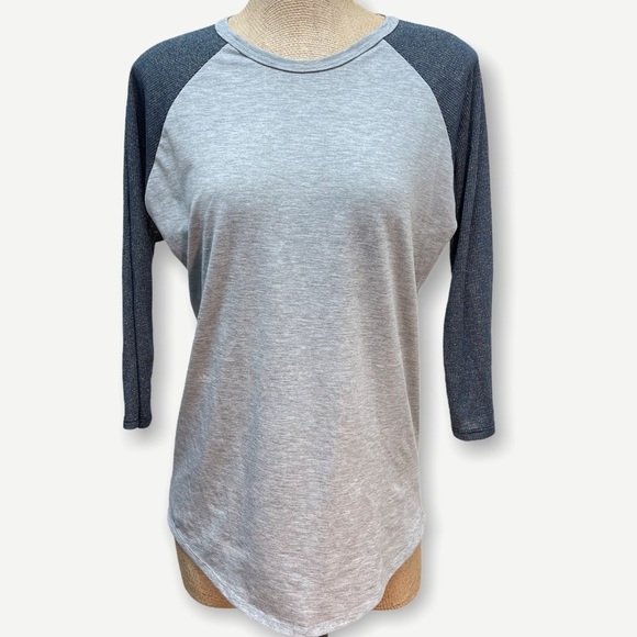 LuLaRoe Tops - Lularoe grey randy baseball tee metallic sleeves